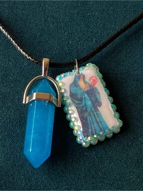 Blue Crystal Wizard Pendant Necklace